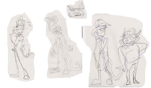 These were the first initial character sketches of Adam and Rigby, the series's main characters.